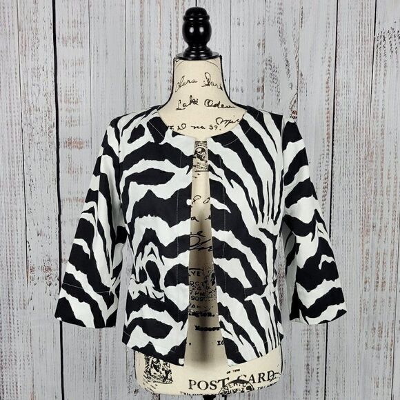 east 5th Black & White Zebra Animal Print Safari Dress Jacket Blazer Cardigan - Picture 1 of 10